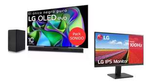 Pack TV LG 4K OLED evo de 65" serie C3 + Barra de Sonido SN4 GRATIS de 300w + Monitor LG 24" // Con la TV de 55" desde 1111€