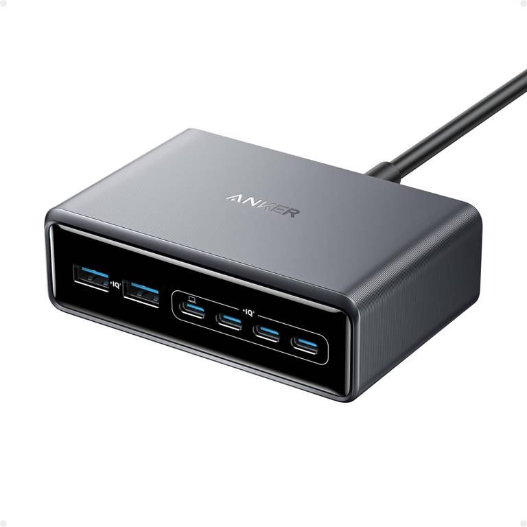 Anker Prime GAN Cargador USB C Carga Rapida 200W,Estación de Carga GAN con 6 Puertos, Cargador de Sobremesa