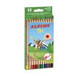 Alpino 128 - Pack de 12 lápices, multicolor. Forma triangular, diámetro grueso de 10 mm
