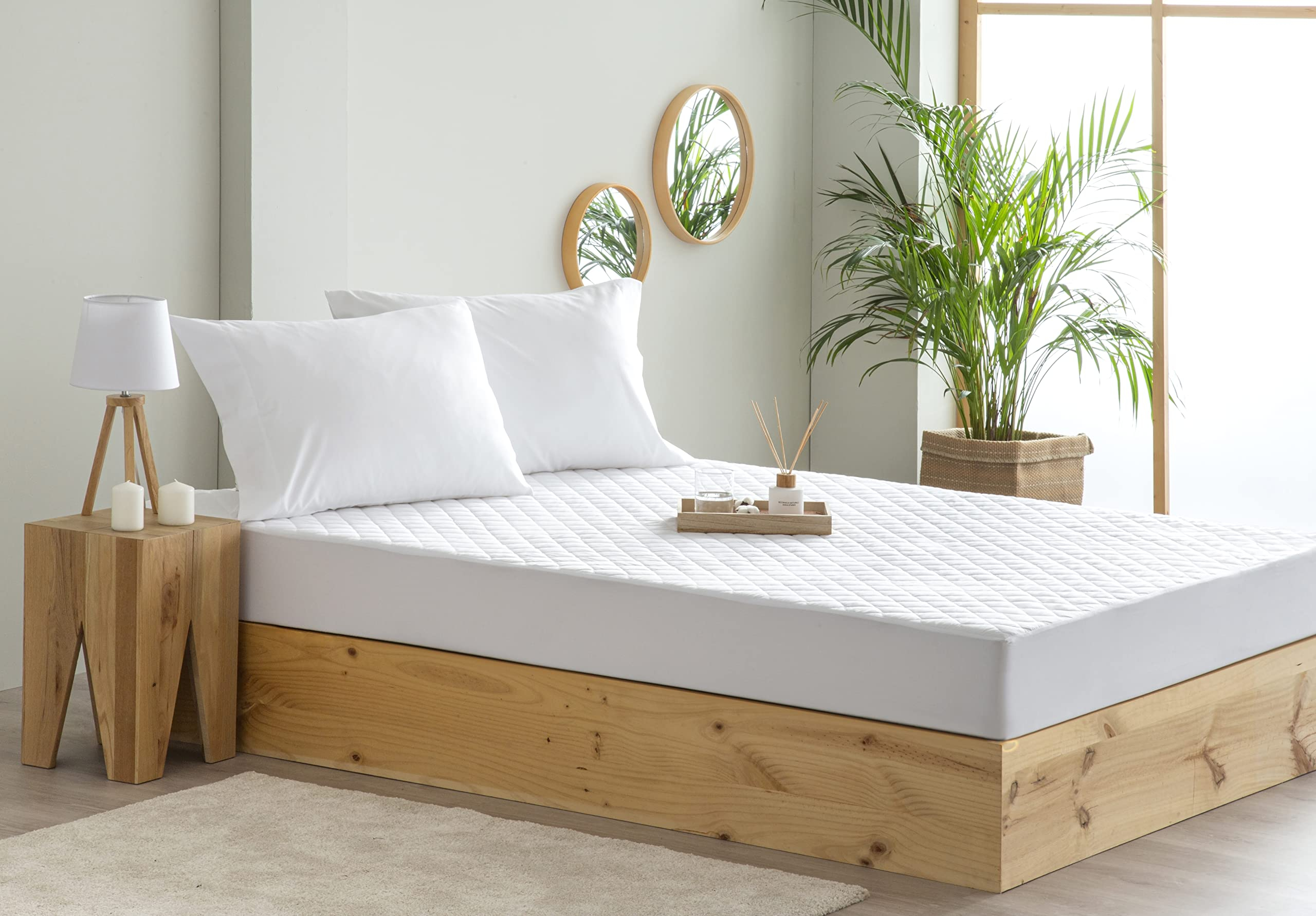 Todocama – Protector de colchón Acolchado antiácaros con Membrana Transpirable e Impermeable y Tratamiento Sanitario.