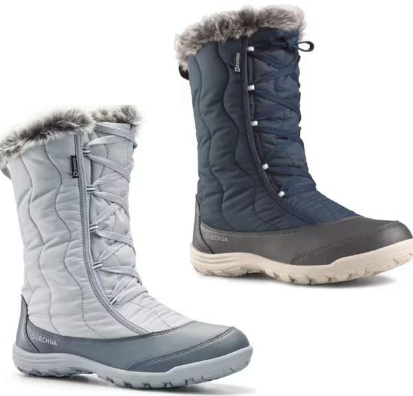 Botas nieve cálidas impermeables de senderismo - SH500 piel - Mujer