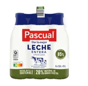 Leche Pascual - Entera, Semidesnatada o Desnatada - Pack de 6 x 1.5 litros (0.66 €/litro)