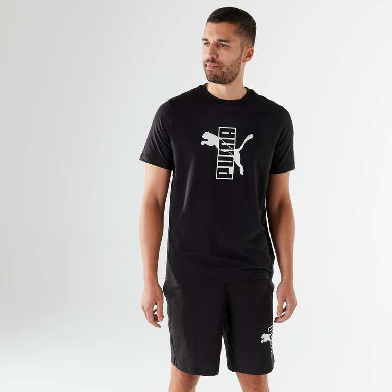 Camiseta Fitness Puma Hombre. Negra, manga corta, algodón.