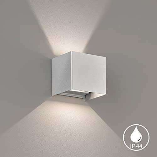Fischer & Honsel Lámpara de pared LED para exteriores con 2 focos con máxima efecto de luz, salida de luz ajustable, protección IP54