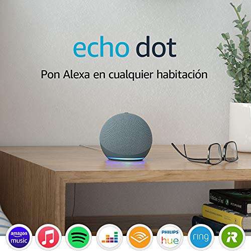 Echo Dot (4.ª generación), Reacondicionado certificado, Azul grisáceo | Altavoz inteligente con Alexa