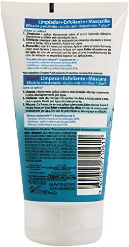 3x GARNIER Skin Active - Pure Active 3 en 1 - Limpiador, exfoliante y mascarilla - 150 ml. 2'55€/ud