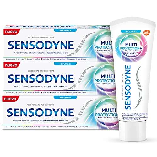 Sensodyne Pasta de dientes Multiprotección, Protección frente a la sensibilidad dental + Cuidado diario, pack de 3x75 ml