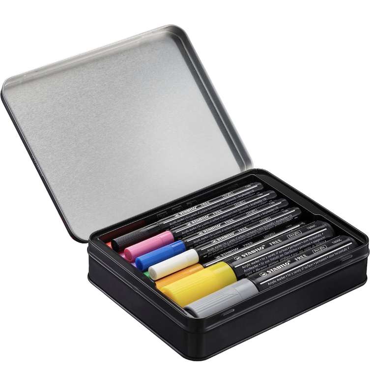 Marcador acrílico STABILO FREE Acrylic - Set de inicio con 11 colores (4xT100, 5xT300 y 2xT800)