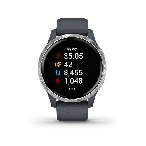 Garmin Venu, Smartwatch GPS con pantalla táctil brillante, funciones de música, control de la energía corp, entrenamientos, pulsioximetría