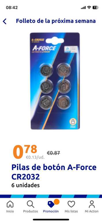 Imagen de Pilas de botón CR2032 3v Pack 6 a