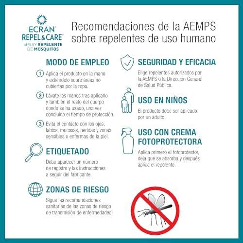 3x Ecran Repel Care, Repelente de Mosquitos sin Alcohol, Spray con Hasta 6H de Protección. Para Toda la Familia. 100ml. 3'66€/ud