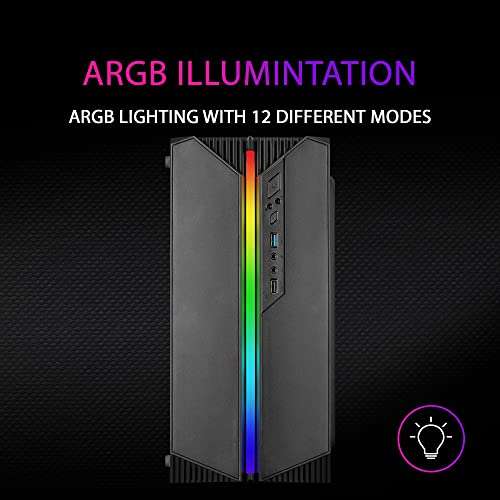 MARSGAMING MC-S1 Negro, Caja PC Compacta Gaming Micro-ATX, Iluminación ARGB 12 Modos, Ventilador FRGB,