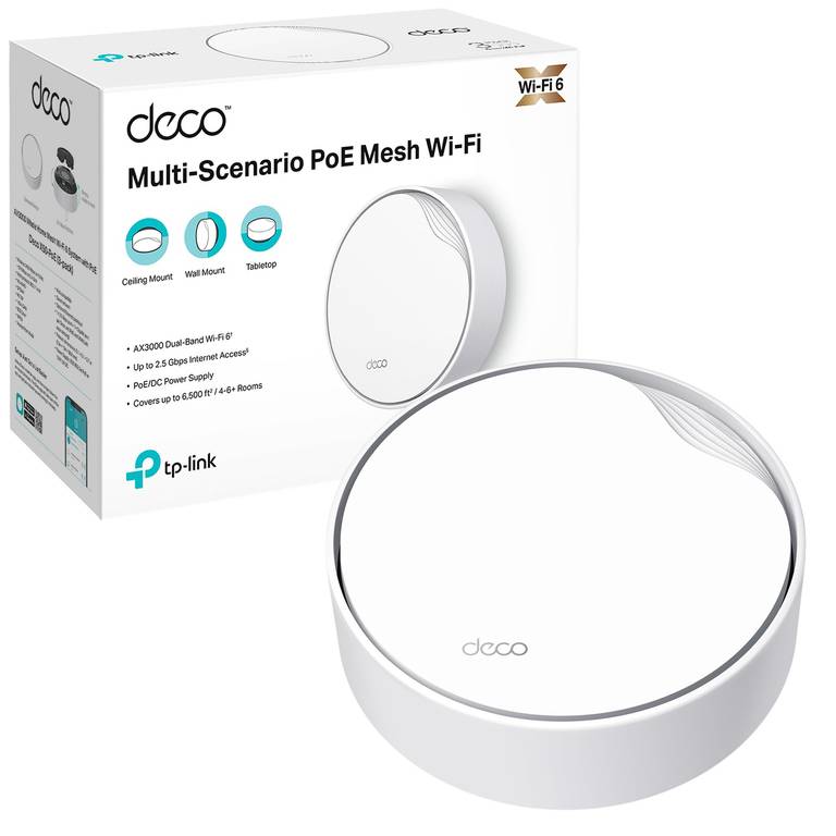 TP-Link Deco X50-PoE(1-Pack) – WiFi Mesh AX3000 Mbps,Dual-Band, Sistema WiFi 6, 1 Puerto 2.5 Gbps + 1 Puerto Gigabit