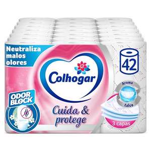 Colhogar Protect Cuida&Protege Odor Block 7x6 - Papel Higiénico Suave y Resistente - Paquete com 42 rollos - 3 Capas