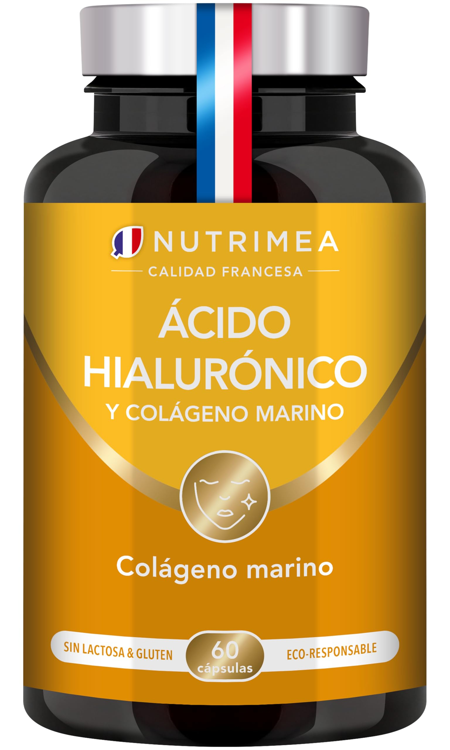Ácido Hialurónico | Colágeno marino | 100% puro | 60 Cápsulas Veganas