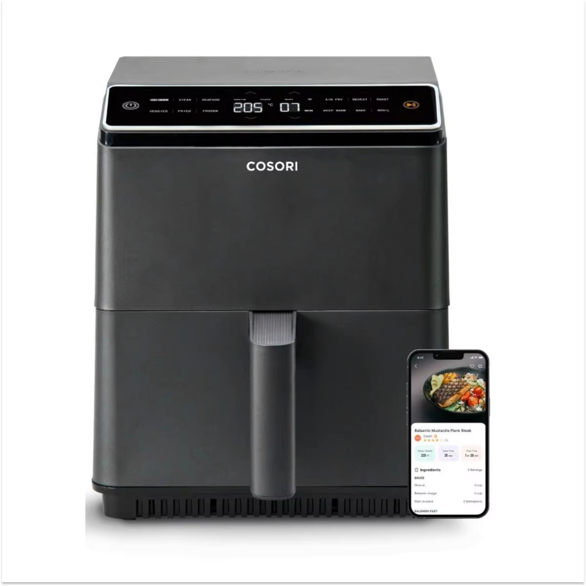 Cosori Freidora Dual Blaze Chef Edition 6,4L Negra, Doble Resistencia (91,28€ Cupon -3€ Aranceles)