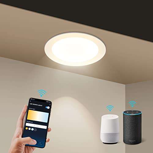 Aigostar Downlight LED Empotrable Inteligente Ultrafina 12W, CCT. Compatible Alexa y Google Home.