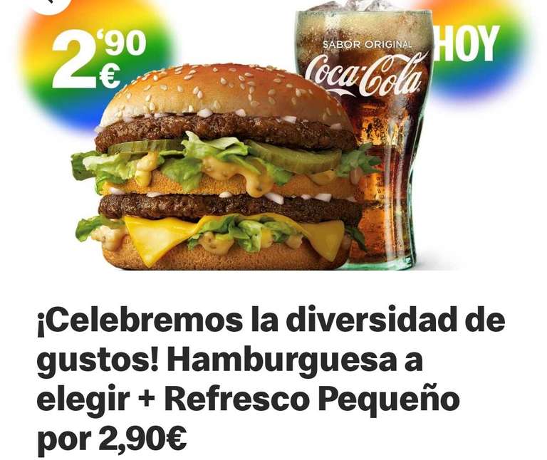 Big Mac o McPollo y refresco por 2,90€