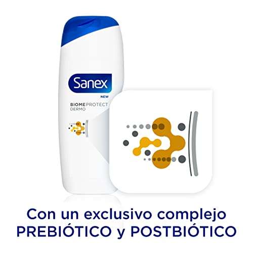 Pack 12 Sanex Biomeprotect Dermo Dermo Natural, Gel de Ducha o Baño, Piel Seca, con Prebiótico 12 x 550ml