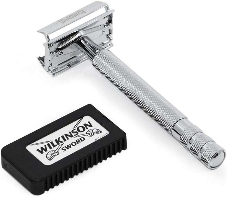 Máquina de Afeitar Vintage de Acero Cromado para Hombre + 5 Hojas // Wilkinson Classic Premium