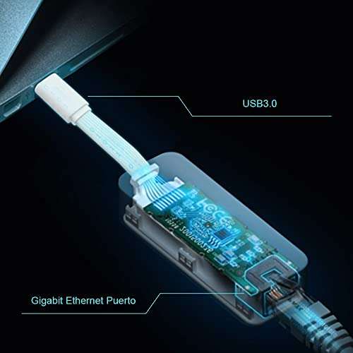 TP-Link Adaptador UE300 -USB 3.0 A Gigabit Ethernet 10/100/1000, PC o portátiles, blanco
