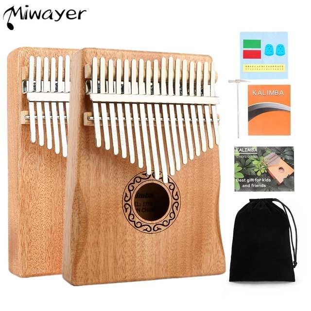 Kalimba - Piano de dedo portátil de madera de caoba, 21 teclas