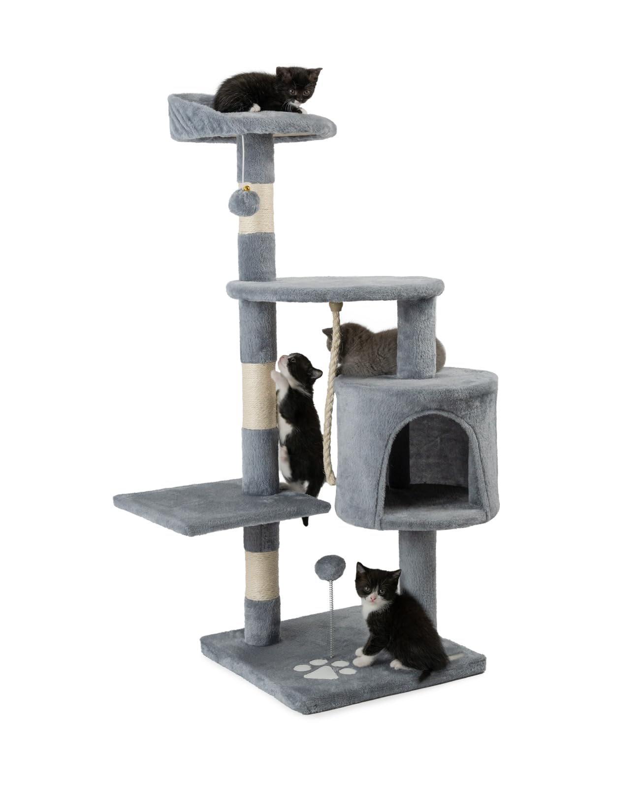 Árbol rascador para Gatos Altura 112 cm, Gris Claro