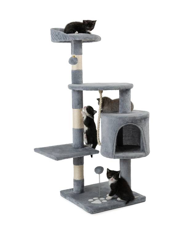 Árbol rascador para Gatos Altura 112 cm, Gris Claro