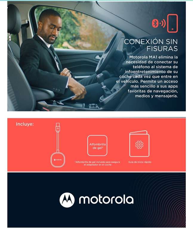 Adaptador Inalámbrico Motorola MA1 para Android Auto 