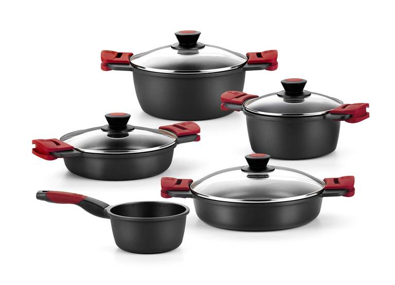 Batería de Cocina de 5 Piezas en Aluminio Fundido Antiadherente