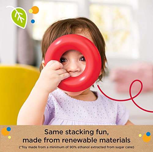 Fisher-Price Rock-a-Stack, juguete clásico para apilar anillos fabricado con materiales de origen vegetal para bebés de 6 meses en adelante
