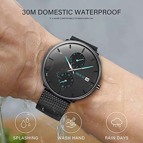 DKWAT Relojes Hombre Analogicos Ultra Fino, Impermeable y Cronógrafo ( 3 colores )