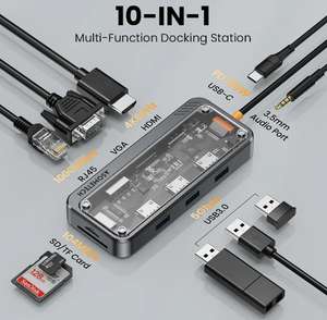 Estación de acoplamiento de concentrador USB tipo C, 4K, 5GB, puerto Ethernet Compatible con HDMI, RJ45 y PD