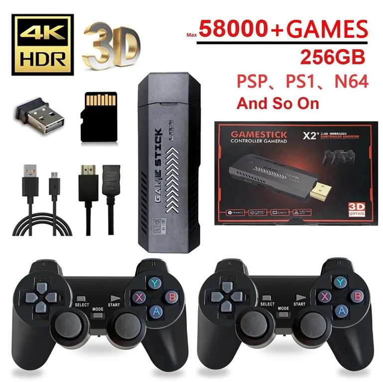 Consola Stick de videojuegos Retro X2 PLUS GD10 (64/128GB) -> 37/41.000 juegos, emulación hasta PS1/N64/DreamCast/PSP)