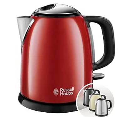 Russell Hobbs Hervidor Eléctrico Colours Plus – 1 litro, 2400 W, Inox., Rojo