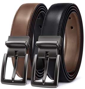BULLIANT Cinturón Hombre, Cinturón Reversible de Cuero 31mm,Un Revés para 2 Colores,Tamaño Ajuste (Color: Negro/Tawny2542)