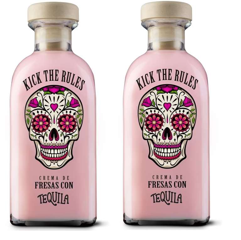 2 Botellas de Crema de Fresas con Tequila - 15º - Botella de 0,7L