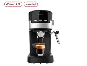 Cafetera express - Cecotec Power Espresso 20 Pecan, 20 bar, 1100 W, 1.25 l, 2 tazas, Vaporizador, Manómetro, Black - Desde la App