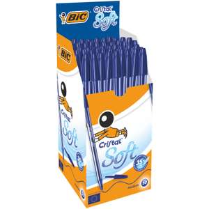BIC Cristal Soft Bolígrafos punta media (1.2 mm) - color azul, caja de 50 unidades