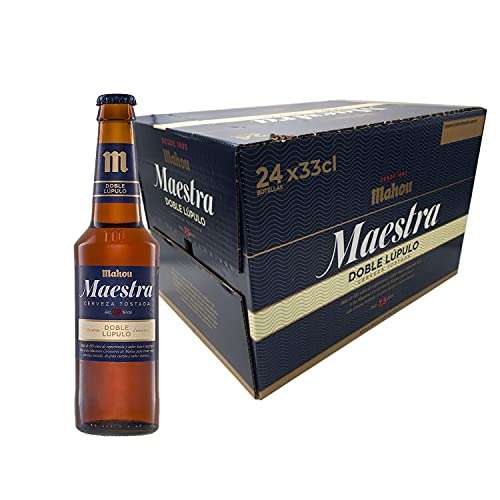 Mahou Maestra Doble Lúpulo - Cerveza Lager Tostada, 7.5% Volumen de Alcohol - Pack de 24 Botellines x 33 cl