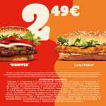 Whopper o Long Chicken por 2,49€ (Consultar restaurantes adheridos)