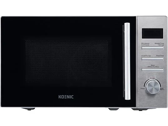 Microondas con grill - KOENIC KMWG 2024 IN, 800 W, 5 Potencias, 8 Programas Automáticos, 20l, Acero inoxidable