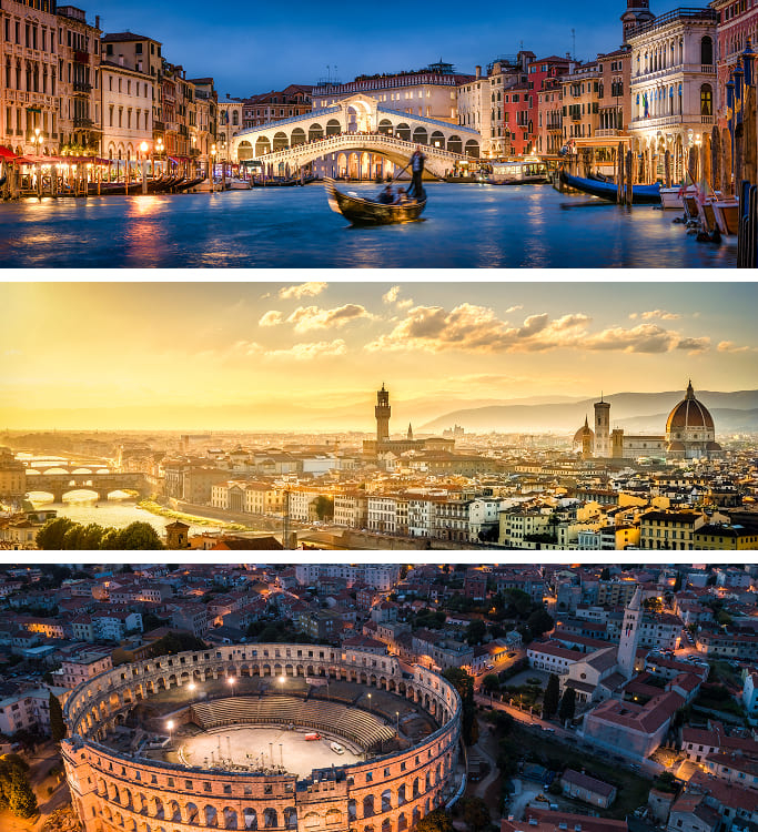 Venecia, Florencia y Roma vuelos incluido del 12 julio 12 diciembre