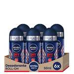 NIVEA MEN Dry Impact Roll-on en pack de 6 (6 x 50 ml), desodorante antitranspirante con protección 48 h de cuidado masculino