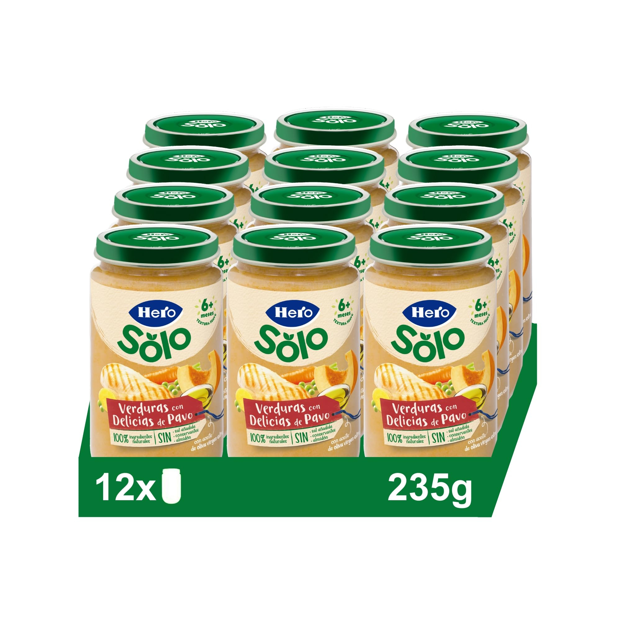 Hero Solo Tarritos Verdura con Delicias de Pavo Desde 6 Meses, 12 x 235 g