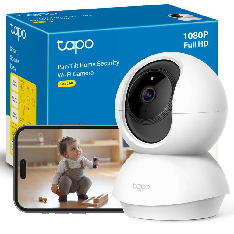 Tapo C200 - Cámara de Vigilancia WiFi Interior 360º,