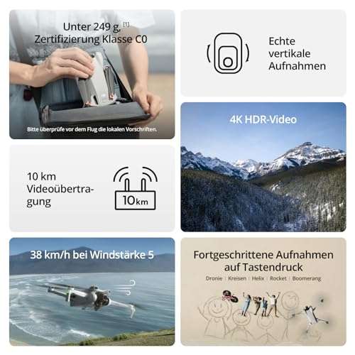 Pack DJI Mini 3 Vuela Más (DJI RC) – cámara, estabilizador 3x y vídeo 4K HDR, 3 baterías 114 min de tiempo de vuelo, , transmisión 10 km