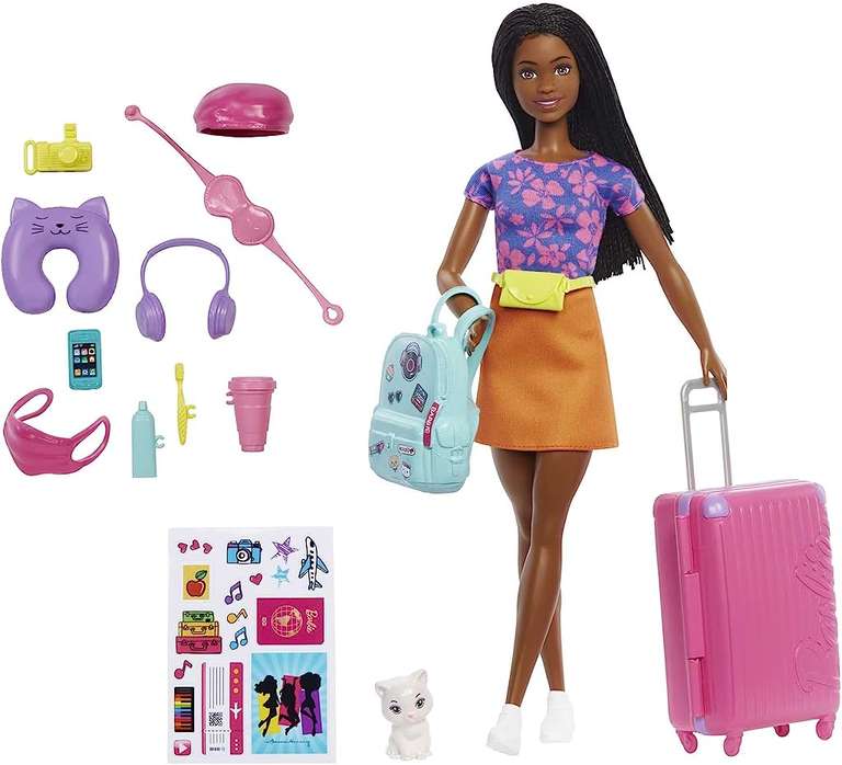 Barbie Vida en la Ciudad Brooklyn: Muñeca Morena con Maleta, Mochila y Accesorios, Set de Regalo +3 Años (Mattel HGX55)