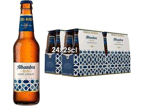 Pack 24 Botellas x 25 cl Alhambra Especial SIN, Cerveza Alhambra Lager Sin Alcohol de Baja Fermentación, 0.75% de Alcohol