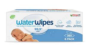 WaterWipes Toallitas húmedas Originales para Bebés, Sin Plástico, 360 unidades (Paquete de 6)